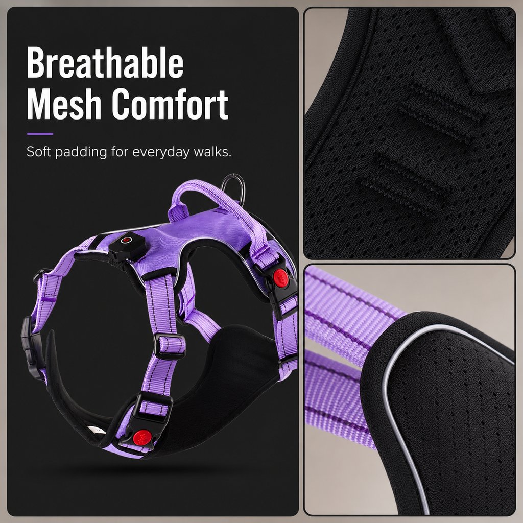 Rechargeable LED Dog Harness – Glow for Night Walks