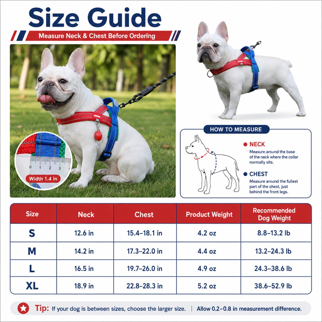 No-Choke Frenchie Harness & Leash Set – Reflective Control