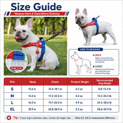 No-Choke Frenchie Harness & Leash Set – Reflective Control