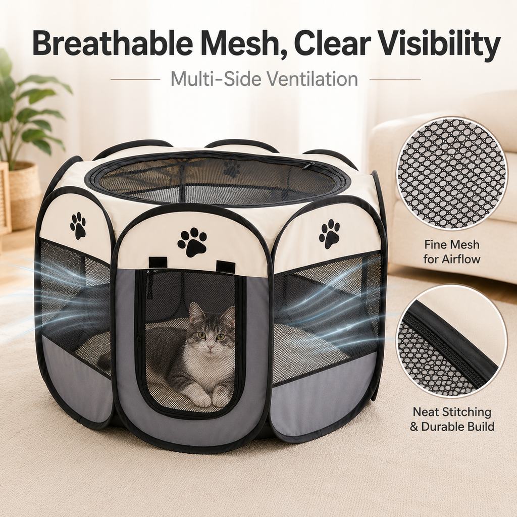 Foldable Pet Playpen – Breathable & Portable