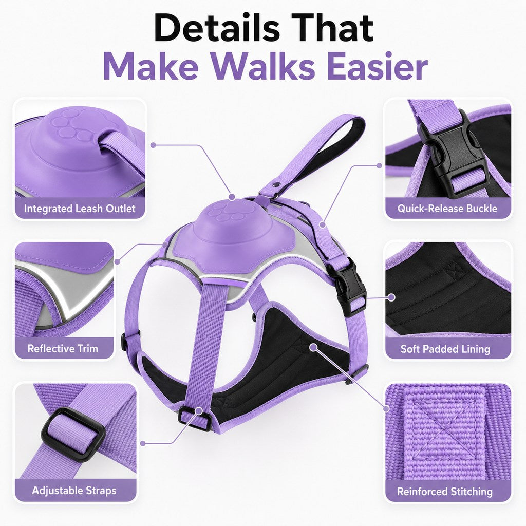 No-Pull Harness with Built-In Leash – Reflective & Safe