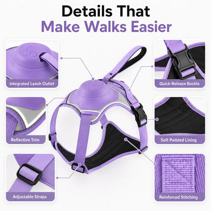 No-Pull Harness with Built-In Leash – Reflective & Safe