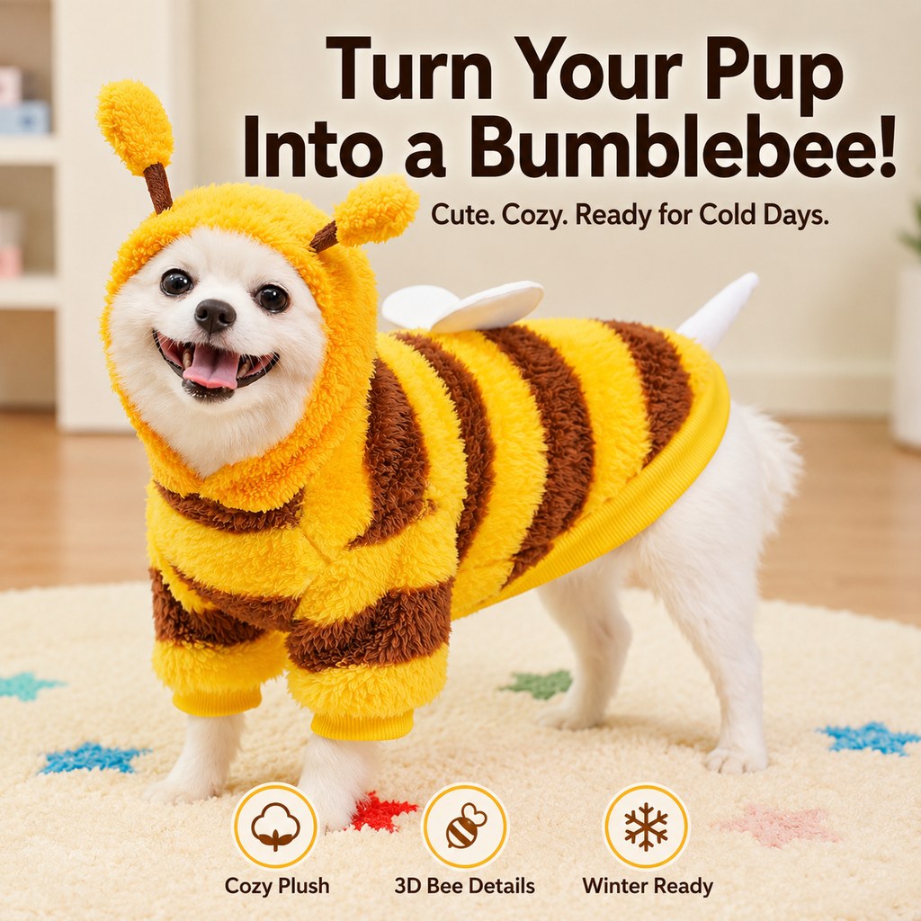 Bumblebee Dog Costume – Warm Plush Outfit