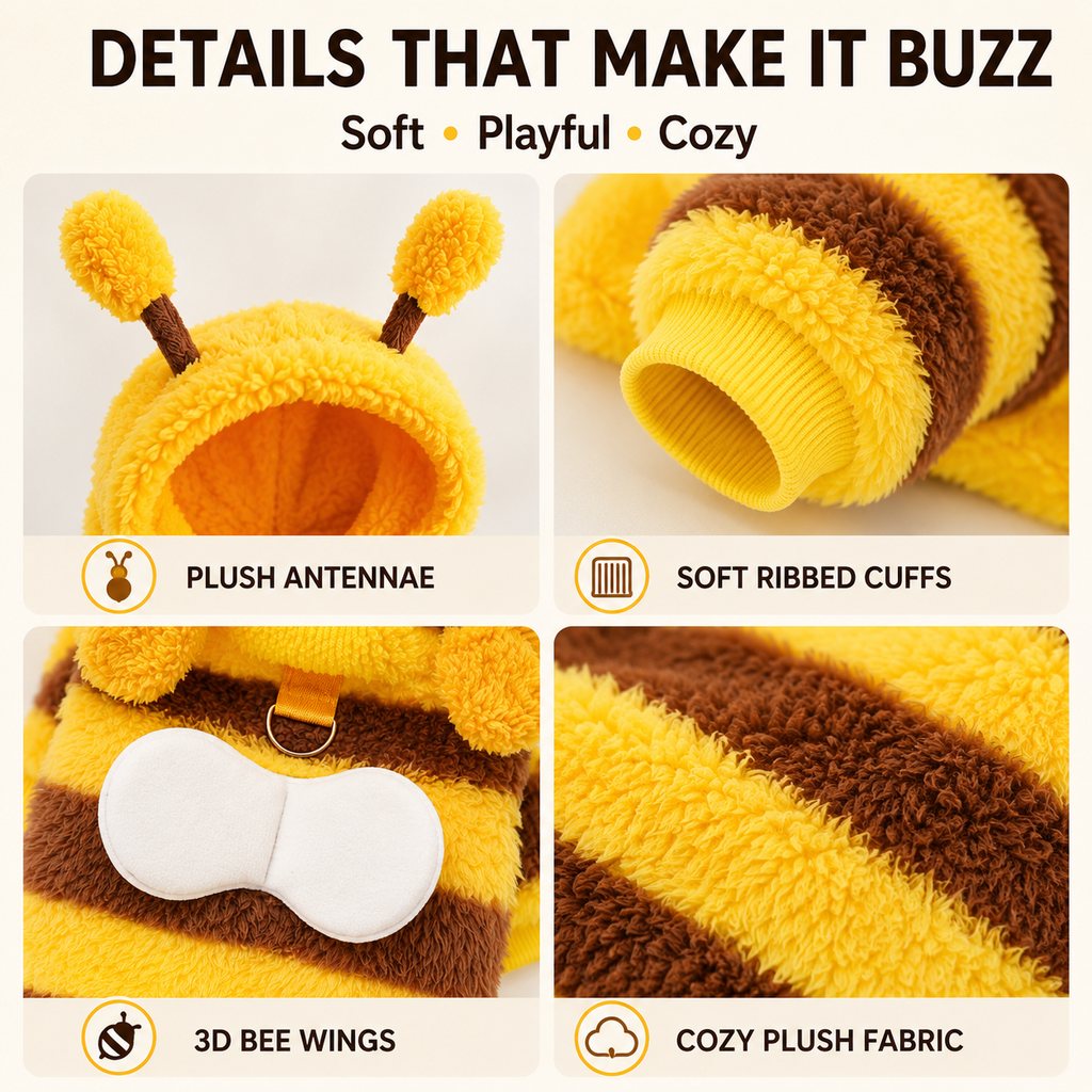 Bumblebee Dog Costume – Warm Plush Outfit