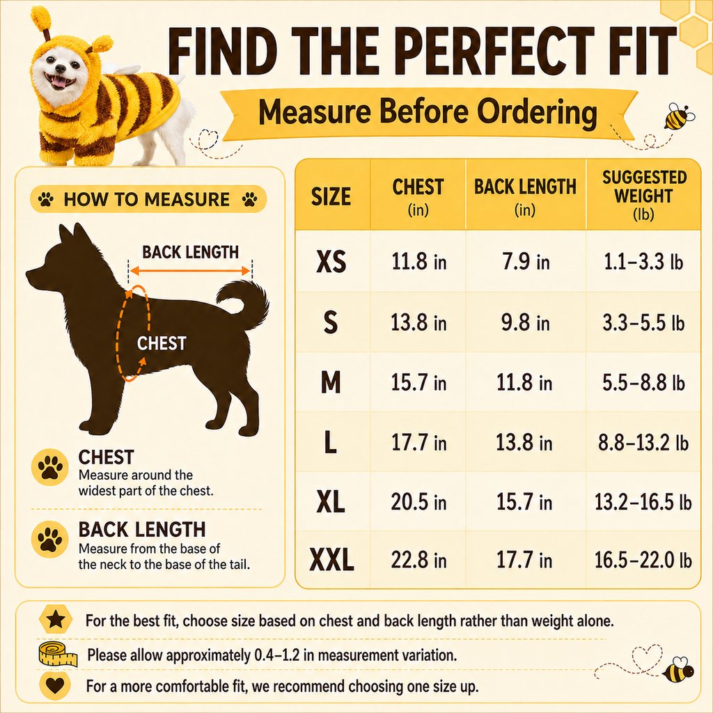 Bumblebee Dog Costume – Warm Plush Outfit