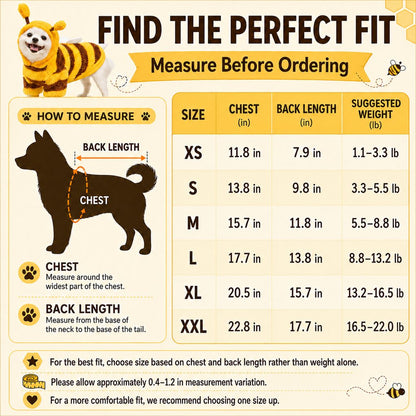 Bumblebee Dog Costume – Warm Plush Outfit