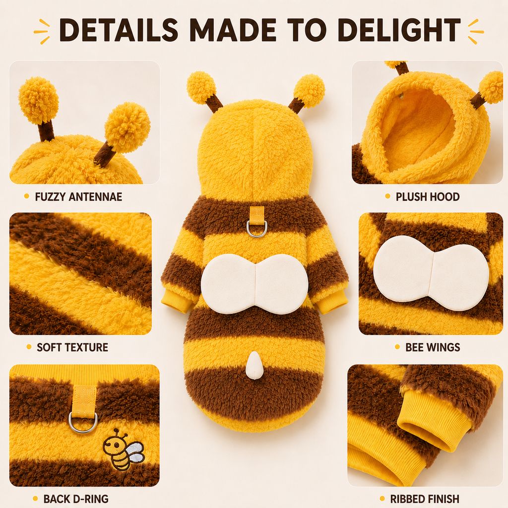 Bumblebee Dog Hoodie – Wings or Four-Leg Fleece