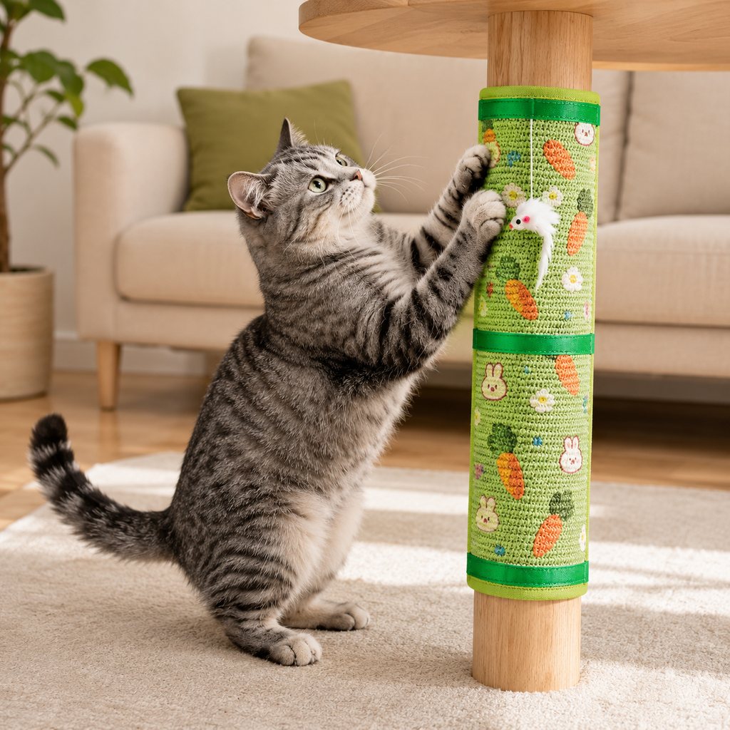 Wrap-Around Sisal Cat Scratcher – Protects Table Legs