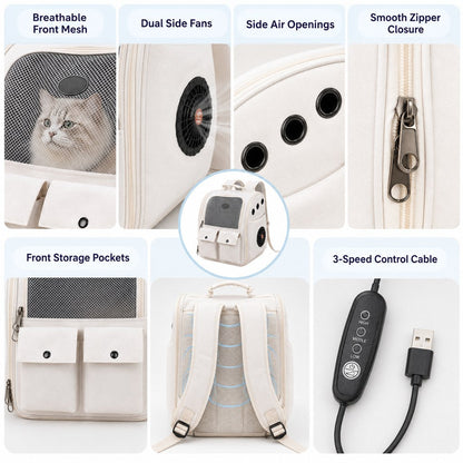 Dual-Fan Cat Carrier Backpack – Cooler, Less Stuffy Trips