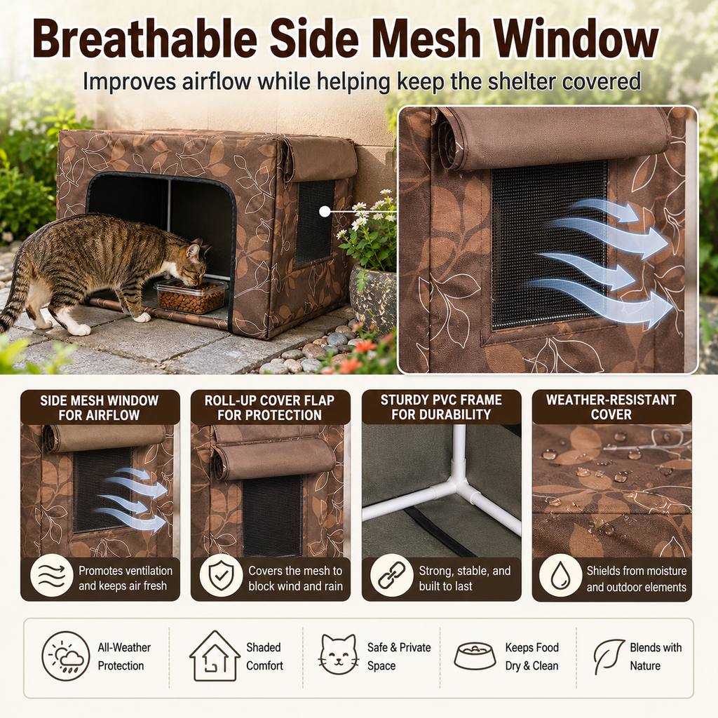 Outdoor Cat Feeding Shelter – Weatherproof Food Station