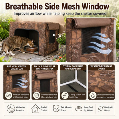 Outdoor Cat Feeding Shelter – Weatherproof Food Station