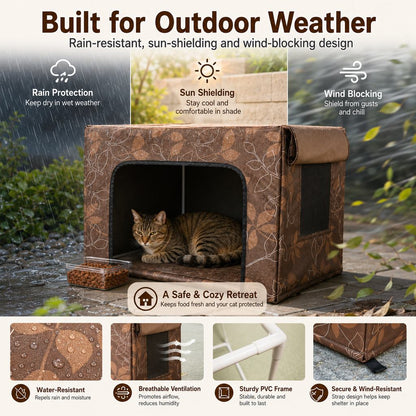 Outdoor Cat Feeding Shelter – Weatherproof Food Station