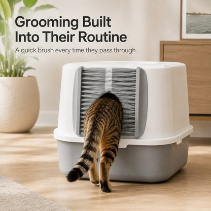 Litter Box Brush Door – Catches Loose Fur