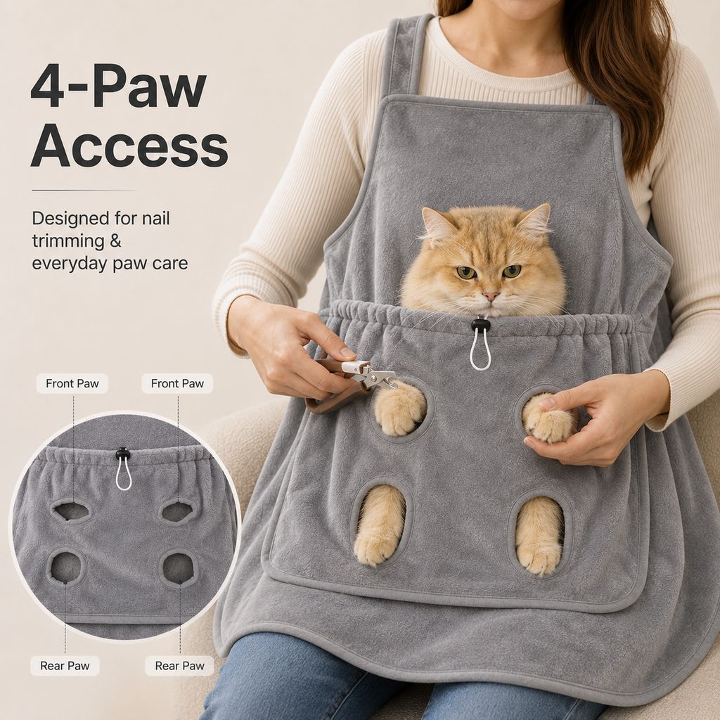 Cat Grooming & Cuddle Apron – Easy Nail Trims