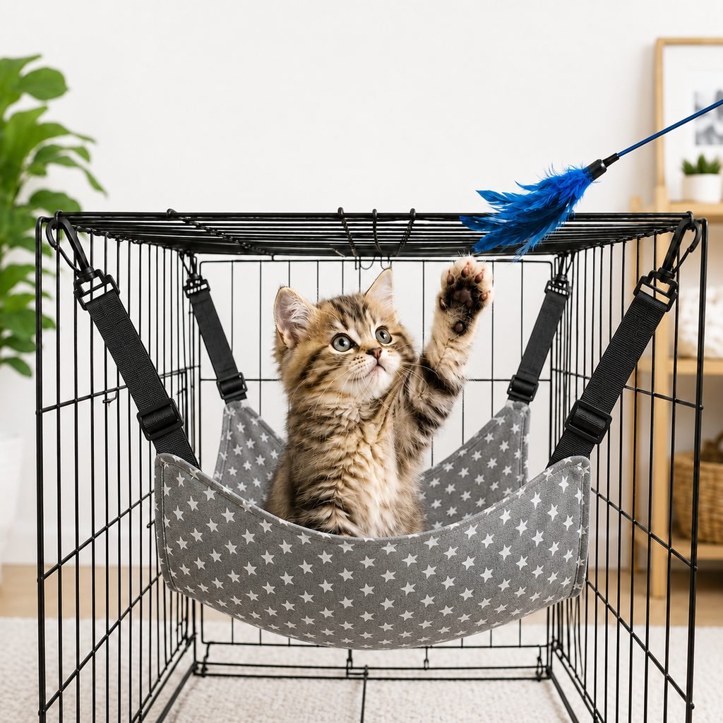 Reversible Cat Cage Hammock – Space-Saving Crate Bed