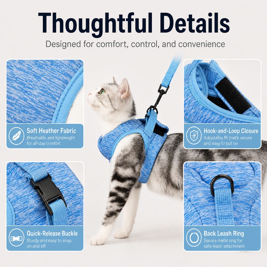 Lightweight Cat Harness & Leash Set – Secure Walks