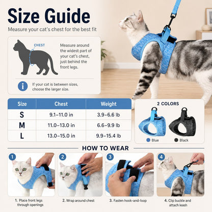 Lightweight Cat Harness & Leash Set – Secure Walks