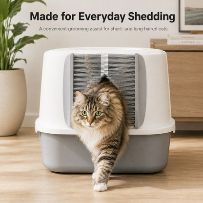 Litter Box Brush Door – Catches Loose Fur