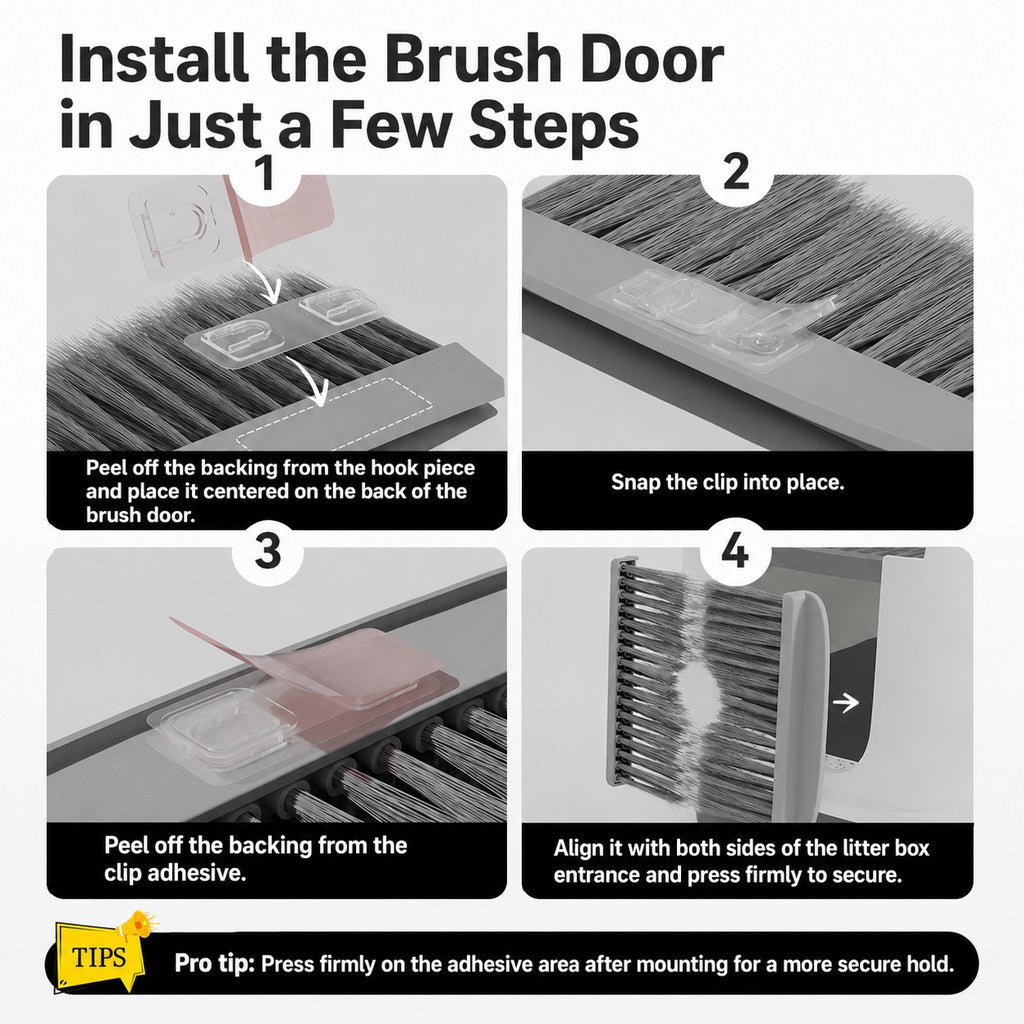 Litter Box Brush Door – Catches Loose Fur