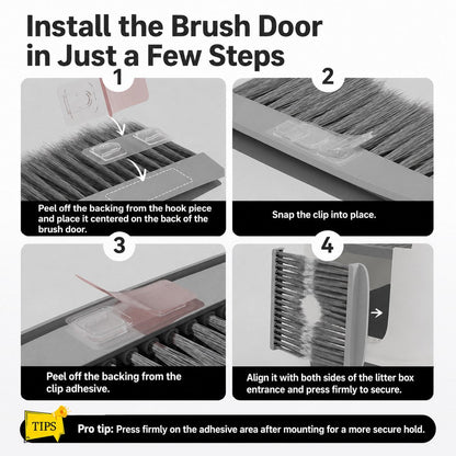 Litter Box Brush Door – Catches Loose Fur