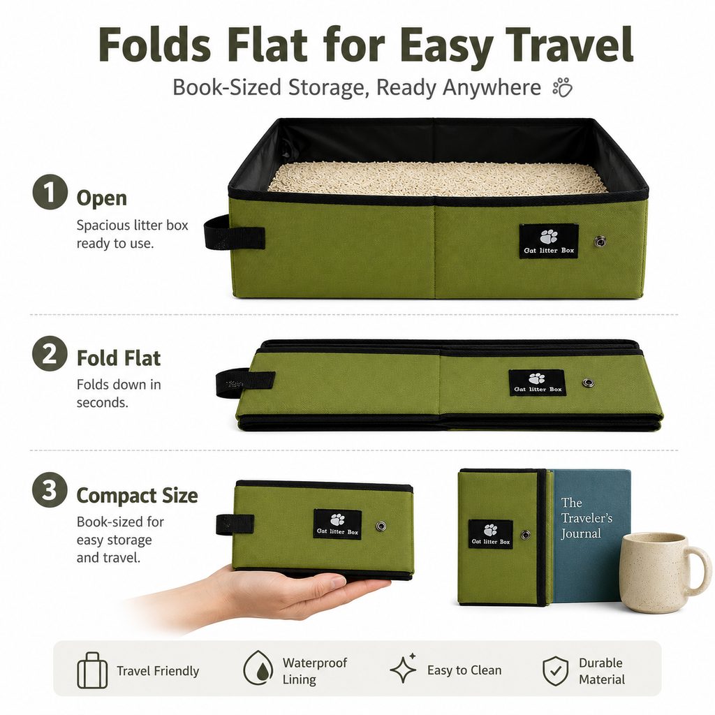 Foldable Travel Cat Litter Box – Leak-Proof