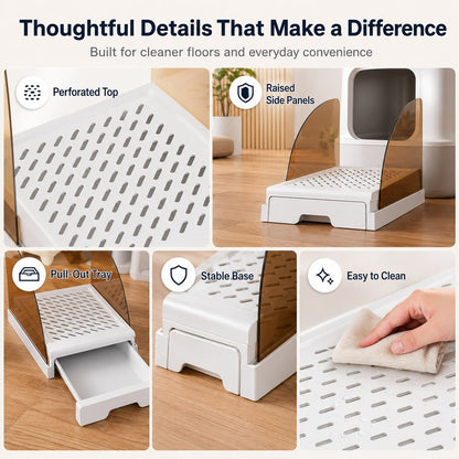 Cat Litter Box Step – Pull-Out Tray, Cleaner Floors