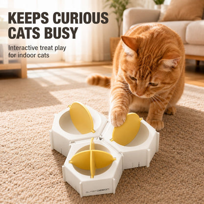 Hexagon Cat Puzzle Feeder – Slow Feeding Enrichment
