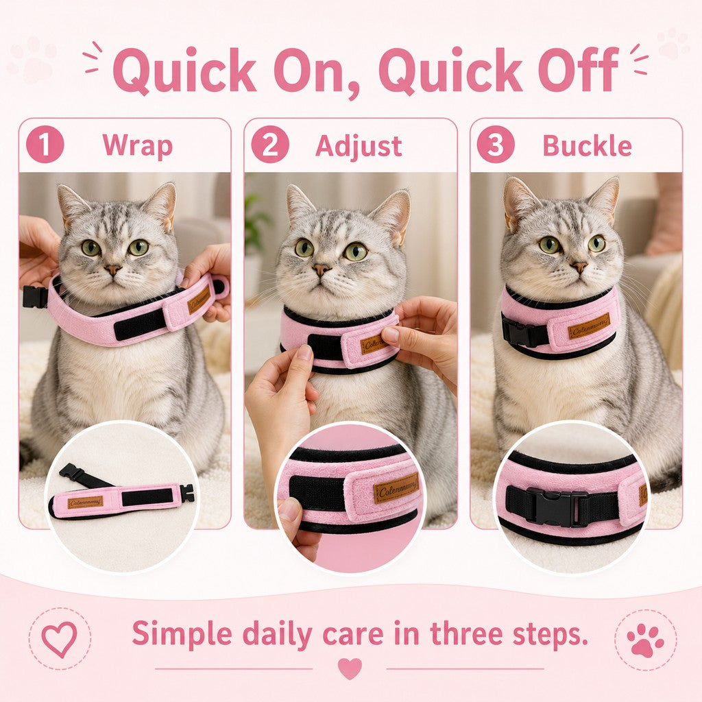 Fleece Cat Recovery Collar – Soft Anti-Lick Wrap