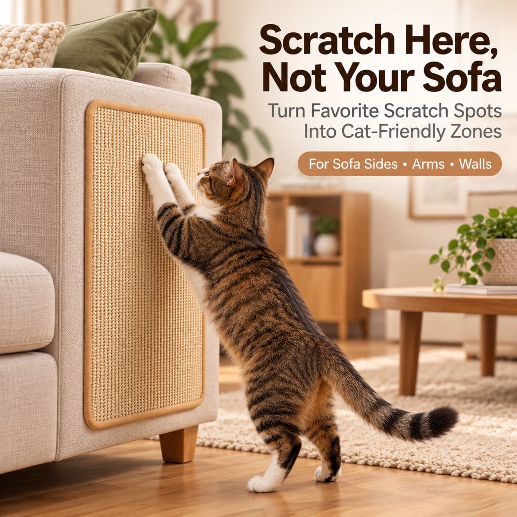 Self-Adhesive Sisal Cat Scratch Mat – Protects Sofas