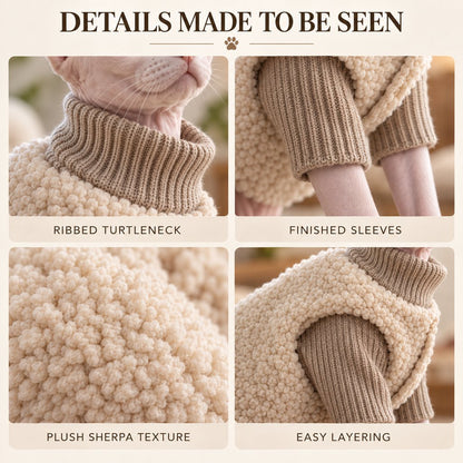 Cat Turtleneck Sweater & Sherpa Vest – Warm Layers