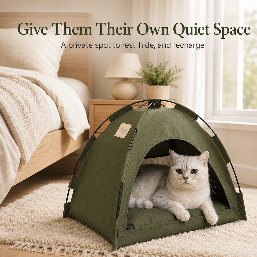Foldable Cat Tent Bed – Cozy Breathable Hideaway