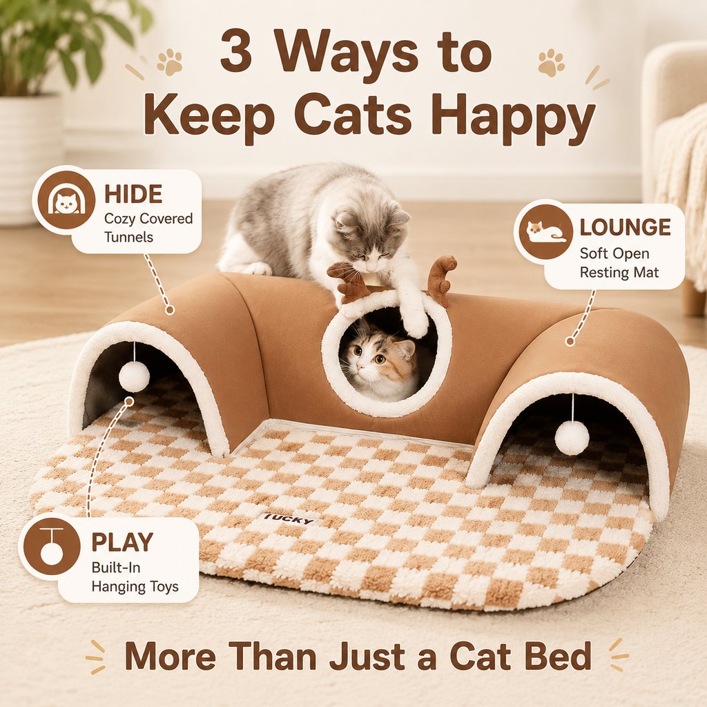 3-in-1 Multi-Cat Tunnel Bed – Rest & Play Together
