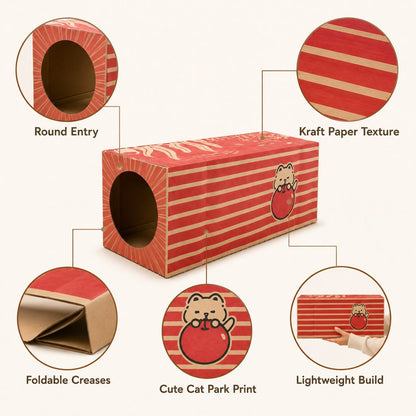 Kraft Paper Cat Tunnel – Foldable Hide & Play