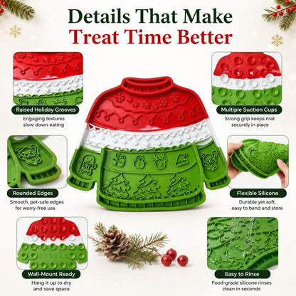 Christmas Sweater Lick Mat – Slow Treats & Calm Trims