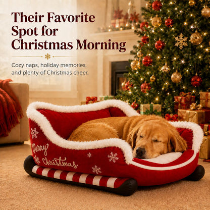Christmas Sleigh Dog Bed – Cozy Festive Décor