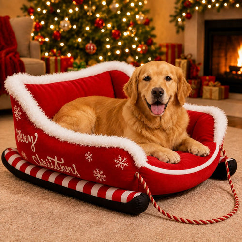 Christmas Sleigh Dog Bed – Cozy Festive Décor