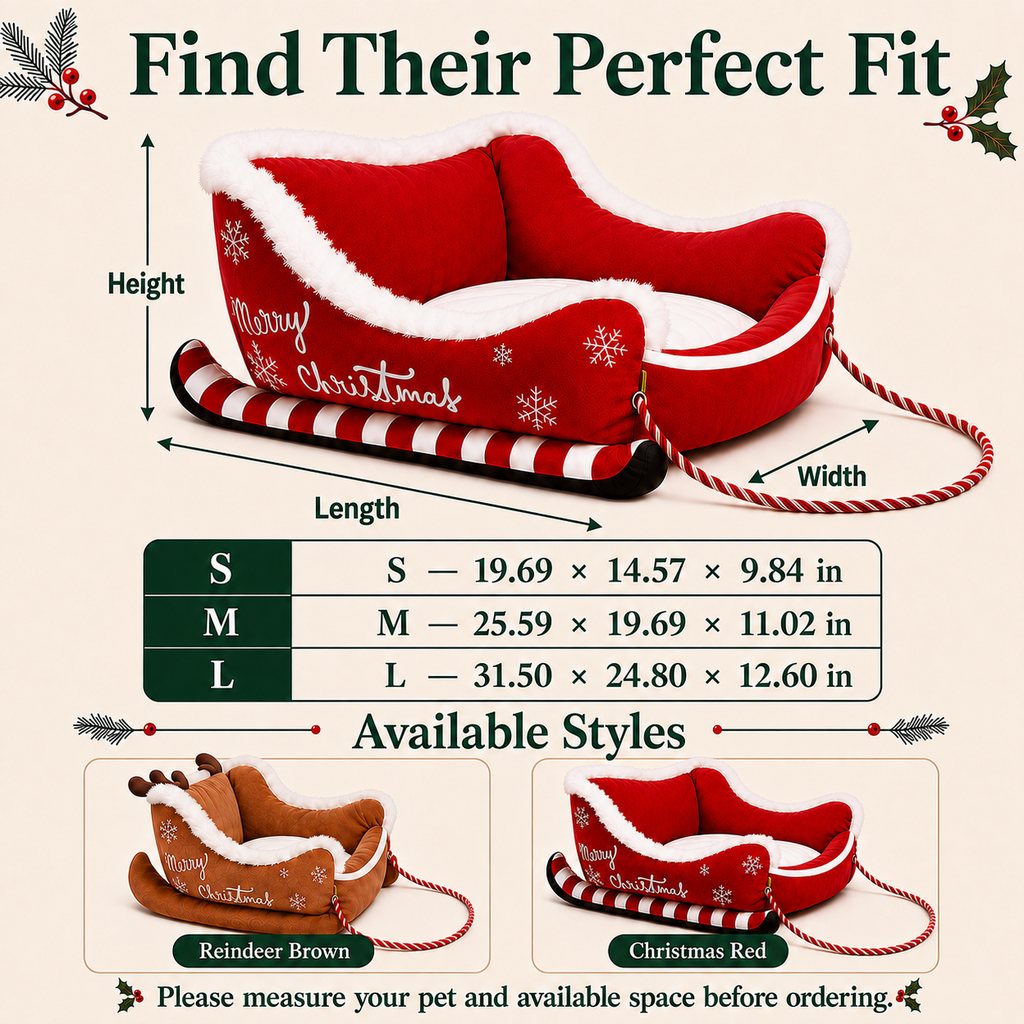 Christmas Sleigh Dog Bed – Cozy Festive Décor