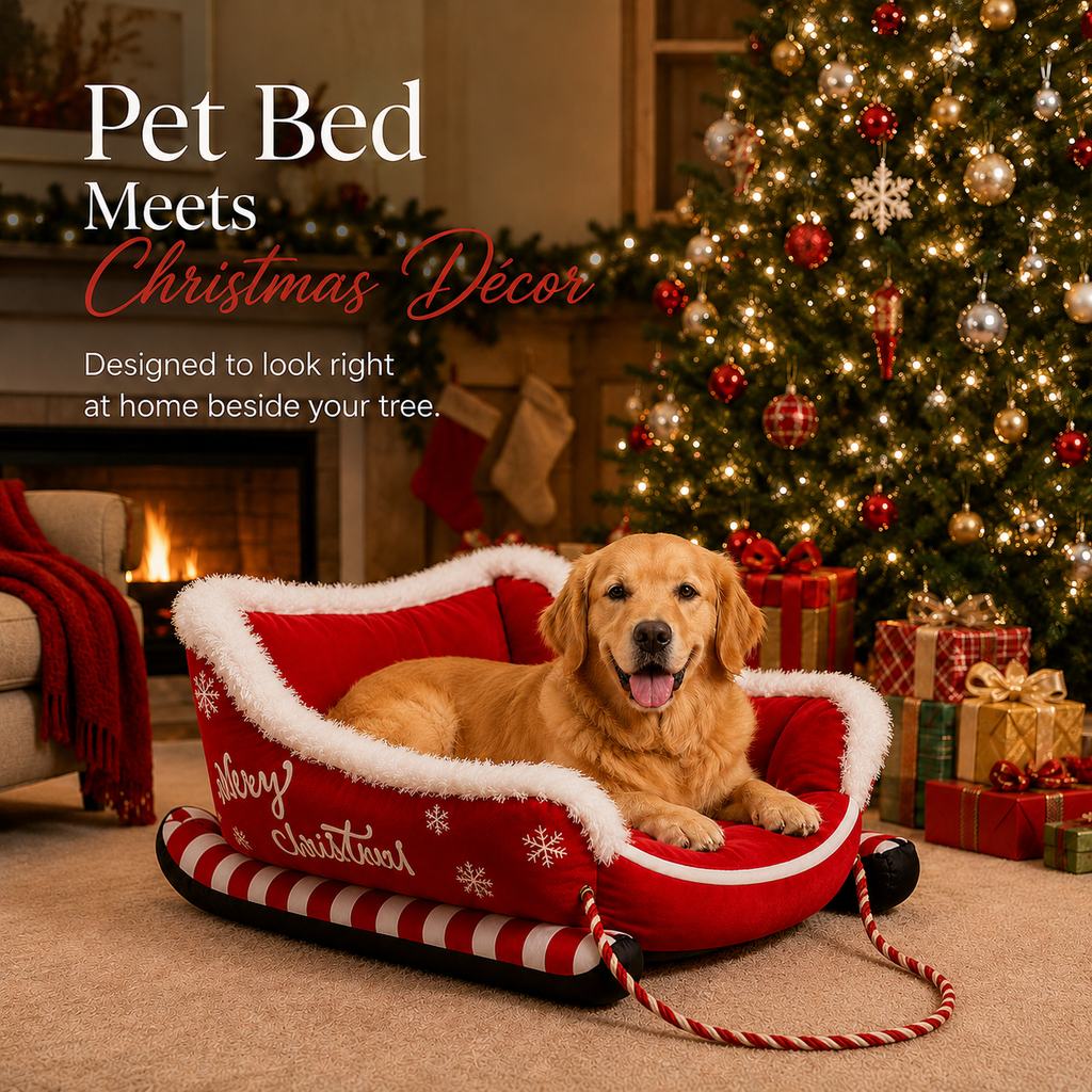 Christmas Sleigh Dog Bed – Cozy Festive Décor