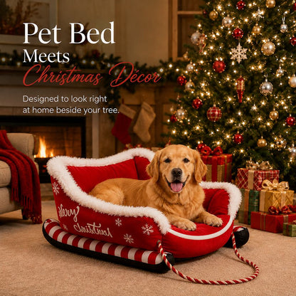 Christmas Sleigh Dog Bed – Cozy Festive Décor