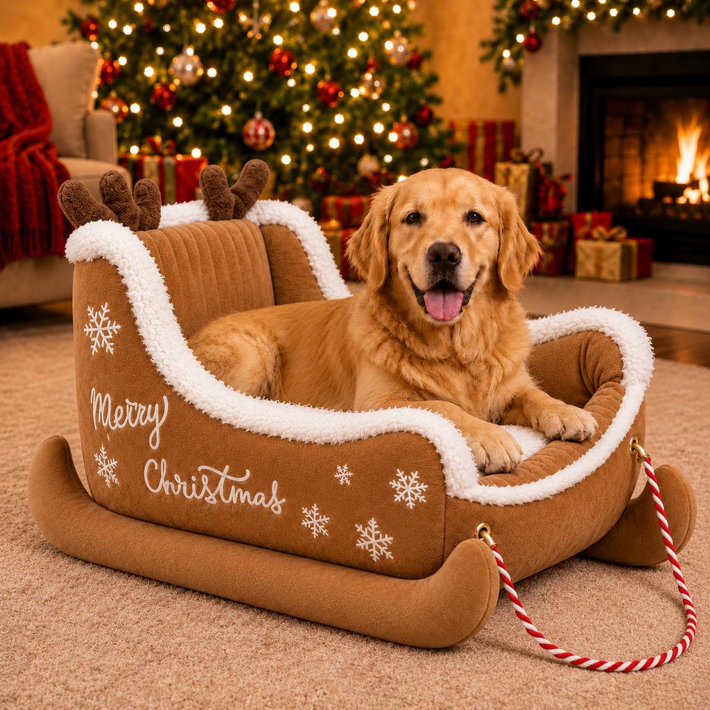 Christmas Sleigh Dog Bed – Cozy Festive Décor