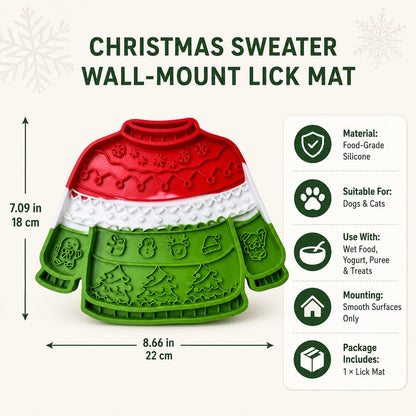 Christmas Sweater Lick Mat – Slow Treats & Calm Trims