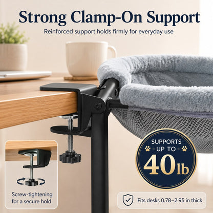 Clamp-On Desk Cat Hammock – Space-Saving Bed