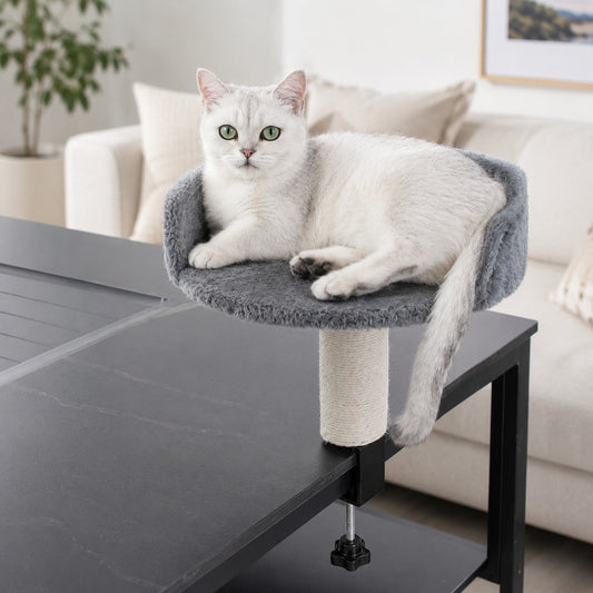 Desk Clamp Cat Perch – Bed & Sisal Scratcher
