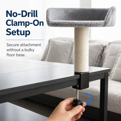 Desk Clamp Cat Perch – Bed & Sisal Scratcher
