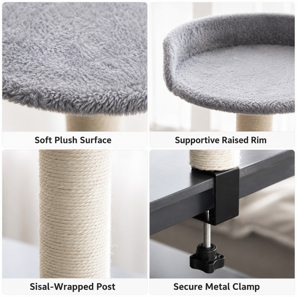 Desk Clamp Cat Perch – Bed & Sisal Scratcher