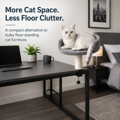 Desk Clamp Cat Perch – Bed & Sisal Scratcher