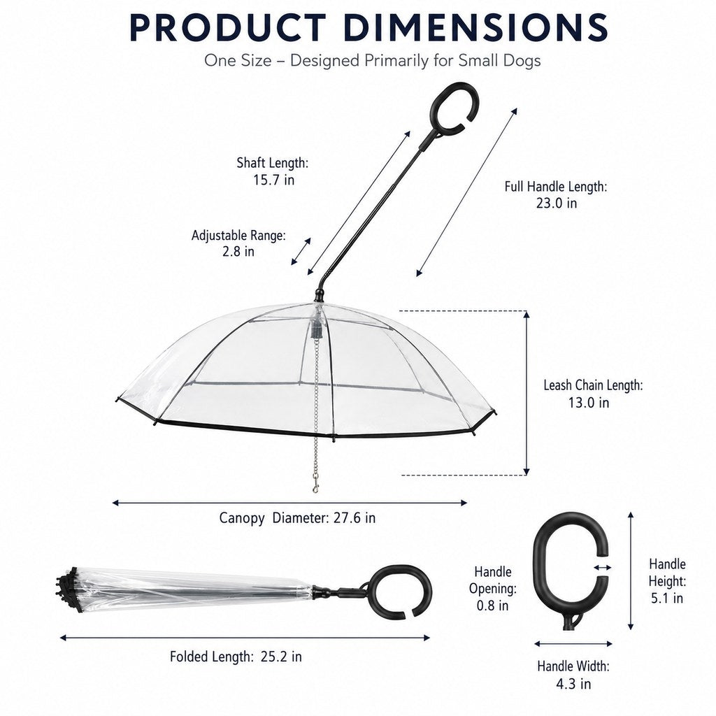Clear Dog Umbrella with Leash – Dry Rainy Walks