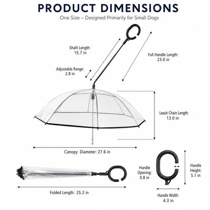 Clear Dog Umbrella with Leash – Dry Rainy Walks