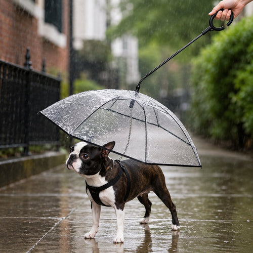 Clear Dog Umbrella with Leash – Dry Rainy Walks