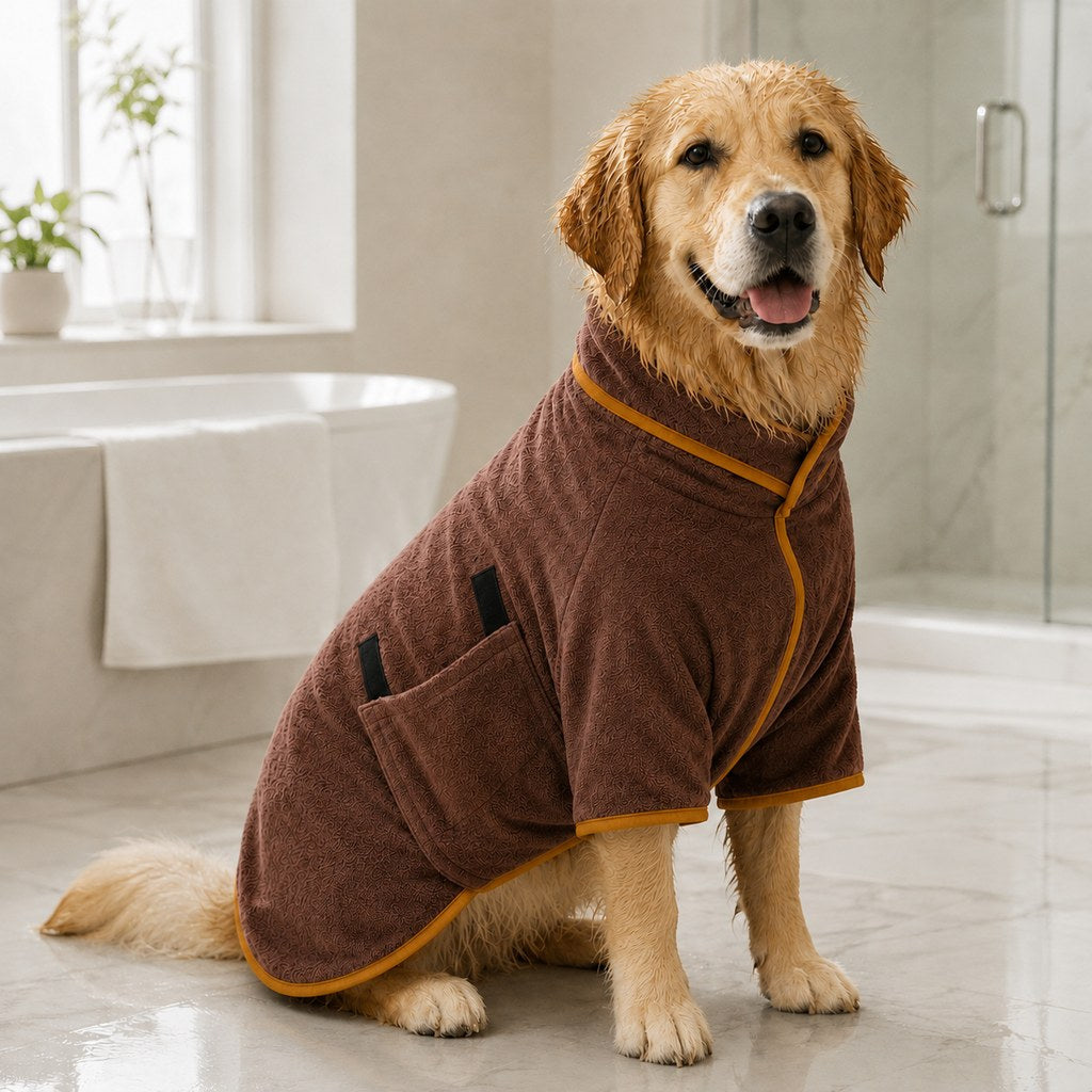 Quick-Dry Microfiber Dog Bathrobe – Less Wet-Dog Mess